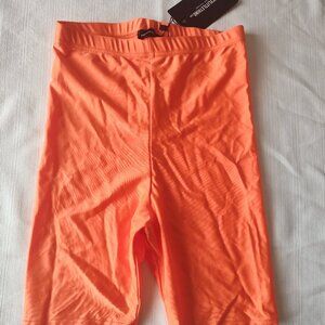 Pretty Little Thing Women's Neon Orange Bike Running Sport Shorts Size 4